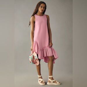 Daily Practice by Anthropologie Asymmetrical Ruffle-Hem Dress Pink